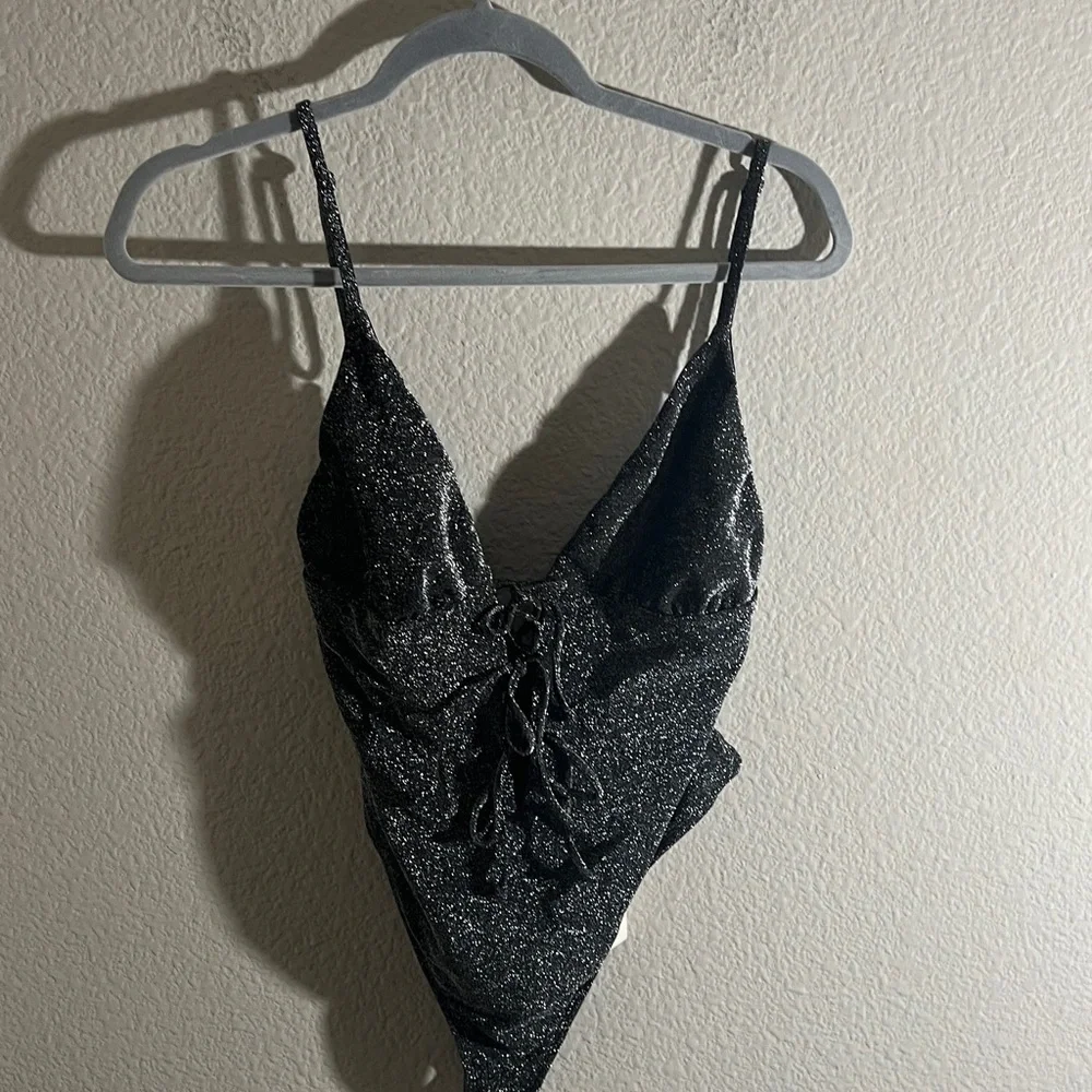 Dippin' Daisy's Mercury One Piece Swimsuit Sparkle Black beach resort Sz L NWT - Picture 4 of 10